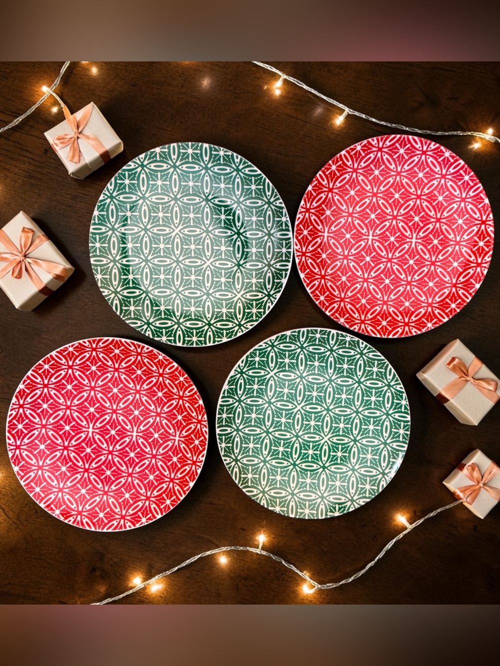 WORLD MARKET Buon Natale Geo Star Plates NEW Four Plates